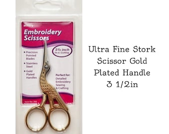 Forbici da ricamo Stork ultra sottili, manico placcato oro (8,9 cm)