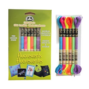 6 Pack DMC Fluorescents Light Effects - Colors Included: E1050, E980, E990, E1010, E1040 and E1020