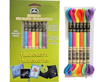 6 Pack DMC Fluorescents Light Effects - Colors Included: E1050, E980, E990, E1010, E1040 and E1020