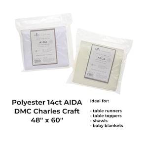 48&quot;x60&quot; Charles Craft Polyester Aida 14 Count - White or Antique White/ Dmc Polyester Aida Cloth/ Needlepoint Fabric/ Cross Stitch Fabric