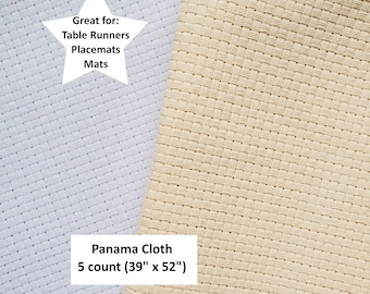 Panama Fabric 5 count 39" x 52" - Ecru or White/ Fabric for Table Runner/ Canvas to Cross Stitch/ 5ct Fabric