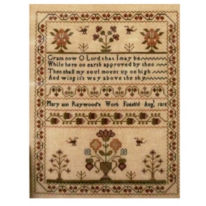 Kreuzstichmuster "Above the Sky - Mary Ann Raywood 1818" von 1897 Schoolhouse Samplers (Reproduktion von Ann Bancks) Vintage Kreuzstich."