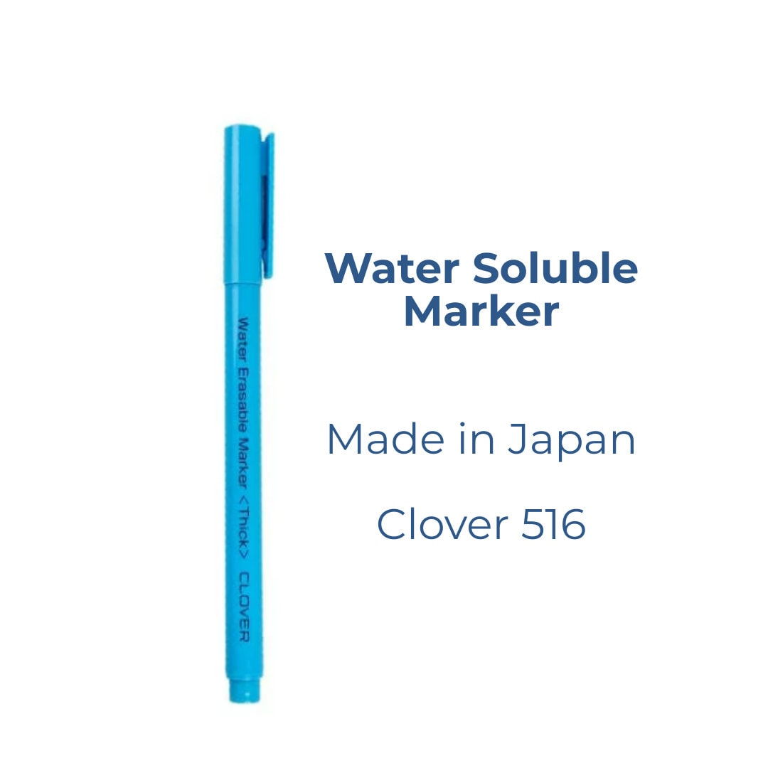 Clover Fabric Pens: Water Erasable Marker Available in Blue FINE 515 or  THICK 516, White Marking Pen FINE 517, or Eraser Pen 518 