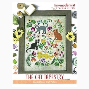 Cross Stitch Pattern "The Cat Tapestry" by Tiny Modernist, Physical Pattern, Cross Stitch Designs, Cross Stitch Project