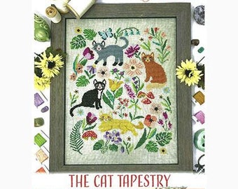 Cat Tapestry Cross Stitch Pattern, Tiny Modernist (Physical Pattern)
