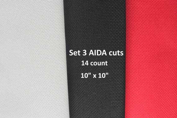 14 Count AIDA Cloth Set – Red, Black & Cream, 10" x 10"