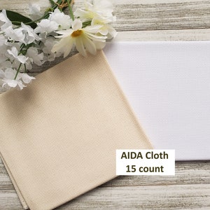 15ct Aida Fabric 18" x 18", Fabric to Stitch, Cross Stitch Fabric, AIDA Ecru, Aida Cloth, Fabric to Embroidery, Aida White, Canvas Aida