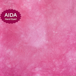 14ct, 16ct or 18ct AIDA Fuchsia Hand-dyed 18x18in Fabric/ Hand-dyed AIDA/ Pink Aida Cloth/ Cross Stitch Fabric/ Pink Embroidery Fabric
