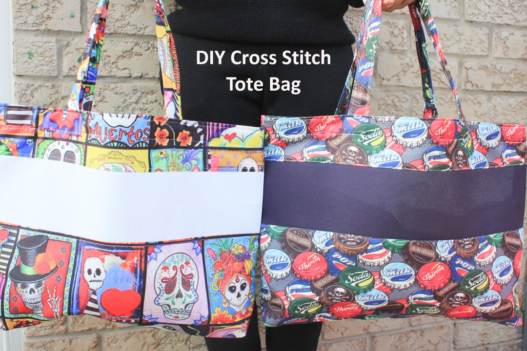 DIY Cross Stitch Tote Bag, Bag to Cross Stitch, Modern Bag to