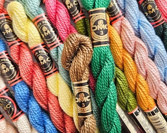 Size 3 DMC Perle Cotton Thread (Part 1 - C0LORS from 01 to 699)  15m (16.4 yards) per skein