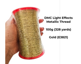 100g (328 yards) DMC Cone Gold - Metallic Embroidery Floss Art. 5317 Color E3821/ DMC Light Effects/ Metallic Floss, Dmc Embroidery Threads