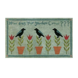 Kruissteekpatroon &quot;Hoe kraait je tuin???&quot; by Artful Offerings, fysiek patroon (geen pdf), kruissteekpatroon vogels