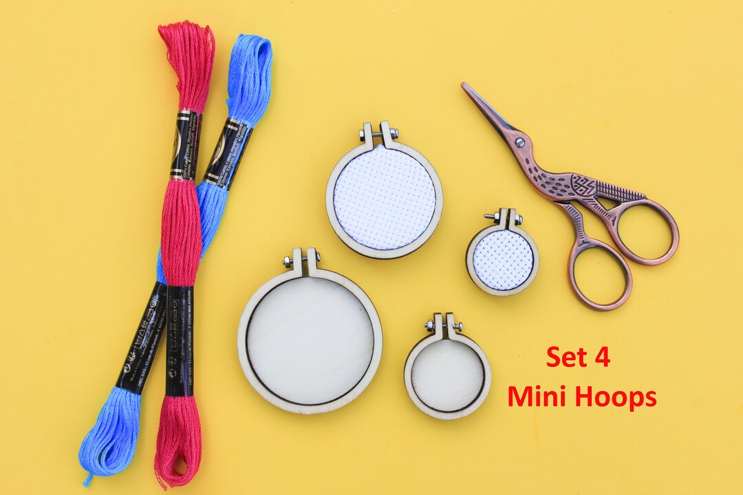 4x DIY Mini Wooden Embroidery Hoops Hoop for Cross Stitch Etsy