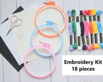 18 Pcs Embroidery Kit, Embroidery Kit for Beginners, Cross Stitch Tool Kit, Stitch Beginner, Embroidery Set,Cross Stitch Tool,DIY Embroidery
