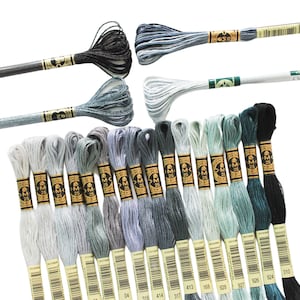 Zestaw nici DMC Grey Shades, 20 motków, bawełna, satyna, efekty świetlne