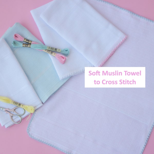 DIY Cross Stitch Muslin Towel, Cross Stitch Baby Towel, Needlepoint Towel, Muslin Stitch Towel,Counted Towel, Embroidery Towel, Cross Stitch
