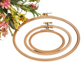 Oval Beechwood Embroidery Hoop, Cross Stitch Frame