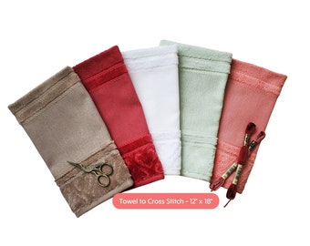 Cross Stitch Towel 12"x18" Available in 5 colors by Dohler - 14 count AIDA Towel/ Needlepoint Towel/ Embroidery Towel/ Counted Towel