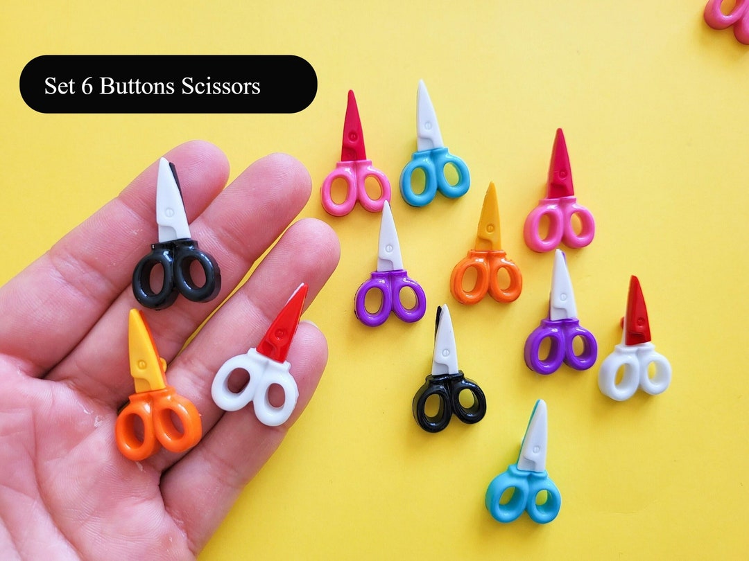 6 Pcs Scissors Themed Buttons, Scissors Embellishments, Sewing for