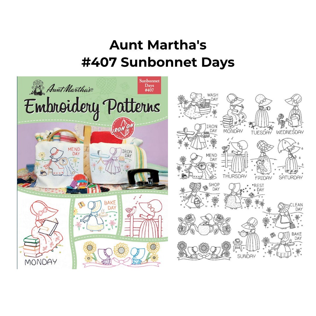 Aunt Martha's Iron-On Transfer Books-Sunbonnet Days