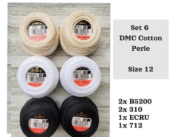 6x DMC Ball Perle Cotton Size 12 - Art. 116, Perle Cotton Floss, Quilting Floss,Perle Thread,Pearl Cotton Floss,Ball Floss,Needlework Thread