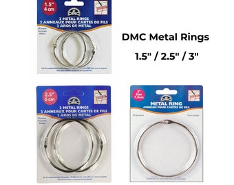 DMC 1,5"/ 2,5" metalen ambachtelijke ringen - set van 2, borduurwerk organiseren, flosdraadopberger, garenopberger, opbergruimte voor flosdraad, flosdraadspoelring