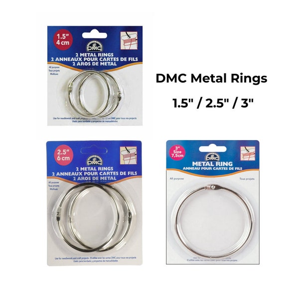 DMC 1.5" / 2.5" Metal Craft Rings - 2 Pack, Organizing Embroidery, Floss Organizer, Threads Organizer, Storage for Floss,Floss Bobbin Ring