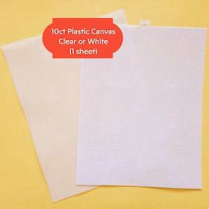 1x Plastic Canvas 10 Mesh Count 10.5" x 13.5"- Color White or Clear/ Plastic Needlepoint Canvas/Plastic Mesh Sheets For Embroidery Crafting