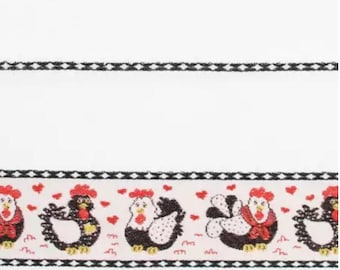 Cross Stitch Kitchen Towel Vigo by Dohler (18" x 28") - Color White with Chicken Details