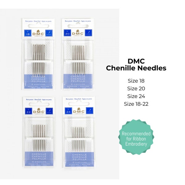 DMC Chenille Needles, Size 18, 20, 24 and 18-22 Needles, Embroidery Needles, Needlepoint Needle, Pack Needles, DMC Needles