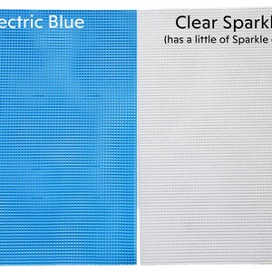 a close up of a blue and a white sheet of paper