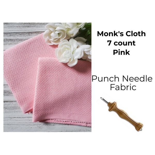 7 Count Monks Cloth Pink, Huck Weaving, Swedish Weaving, Embroidery Cloth, Embroidery Fabric, Needlework Cloth, Monk Cloth Pink, 7ct canvas