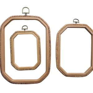 Cerceau de présentation octogonal à broder, imitation bois