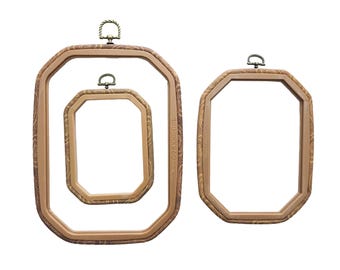 Octagonal Embroidery Display Hoop, Wood Imitation