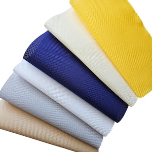 Set 6x 11 count AIDA Fabric Cut 10 &quot; x 10&quot; (Colors Included: beige, grey, royal blue, white, yellow, ecru) - 11 count AIDA