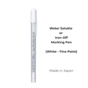 White Water Soluble or Iron Off Marking Pen by Clover (517), Clover Marker, Marking Tools Fabric, Fabric Pen, Pen for Dark Fabric