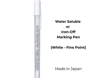 White Water Soluble or Iron Off Marking Pen by Clover (517), Clover Marker, Marking Tools Fabric, Fabric Pen, Pen for Dark Fabric