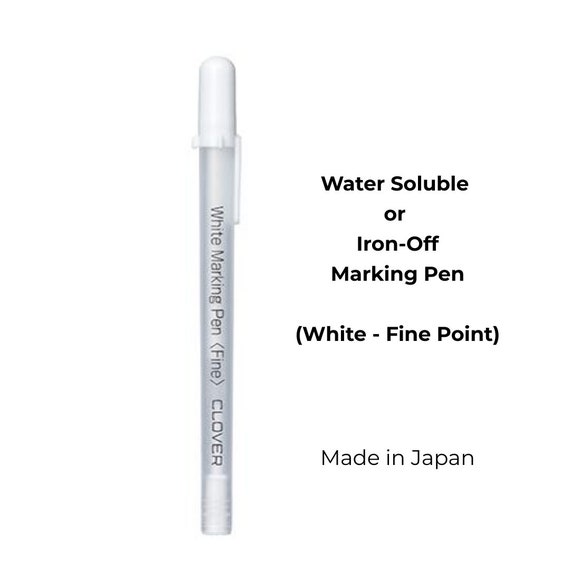 CLOVER 517 - White Water Soluble or Iron Off Marking Pen,Clover Marker, Marking Tools Fabric, Fabric Pen,Pen for Dark Fabric,Iron-Way Marker