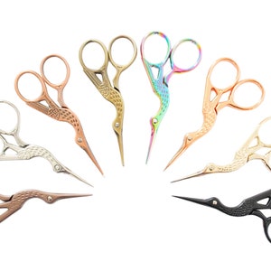 Small Scissors, Embroidery Scissors, Gold Scissors, Silver Scissors, Bird Scissors, Bronze Scissors, Stork Craft Scissors, Rose Scissors image 1