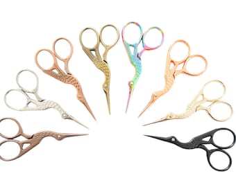 Small Scissors, Embroidery Scissors, Gold Scissors, Silver Scissors, Bird Scissors, Bronze Scissors, Stork Craft Scissors, Rose Scissors