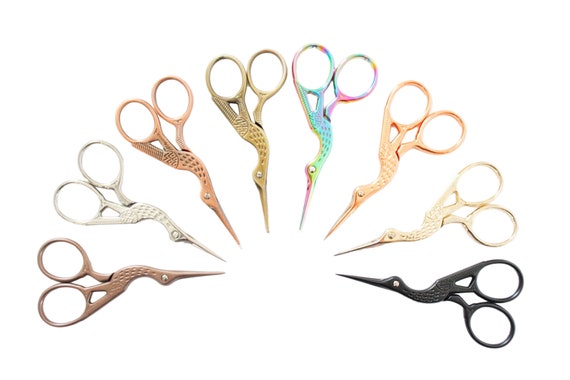 Stork Craft Scissors Gold Thread Scissors BIHRTC 3.6" Stainless Steel Sharp Tip Classic Stork Scissors Crane Design Sewing Scissors DIY Tools Dressmaker Shears Scissors For Embroidery, Craft, Needle Work, Art Work