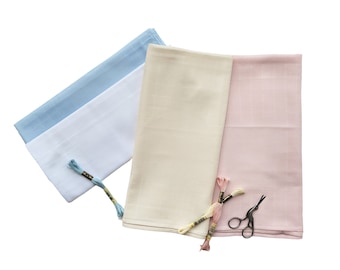 Manta de muselina para bebé para bordar en punto de cruz - 70 x 70 cm (28" x 28") - Blanco, Azul, Rosa, Crema/ Manta de punto de cruz/ Manta afgana para bordar en punto de cruz