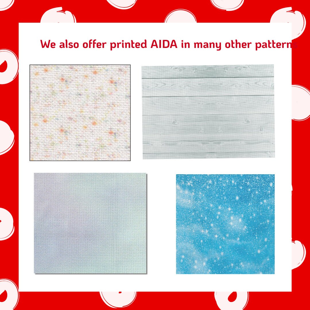 18ct Printed Aida Fabric golden Christmas Red Stars 17x Etsy UK