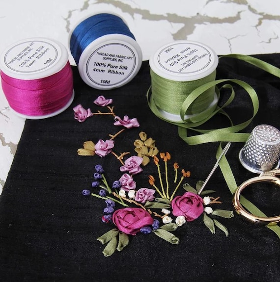 Silk Ribbon 2mm or 4mm - 1 Yard -  100% Pure Filament Silk Ribbon
