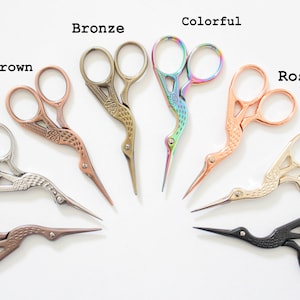 Small Scissors, Embroidery Scissors, Gold Scissors, Silver Scissors, Bird Scissors, Bronze Scissors, Stork Craft Scissors, Rose Scissors image 2