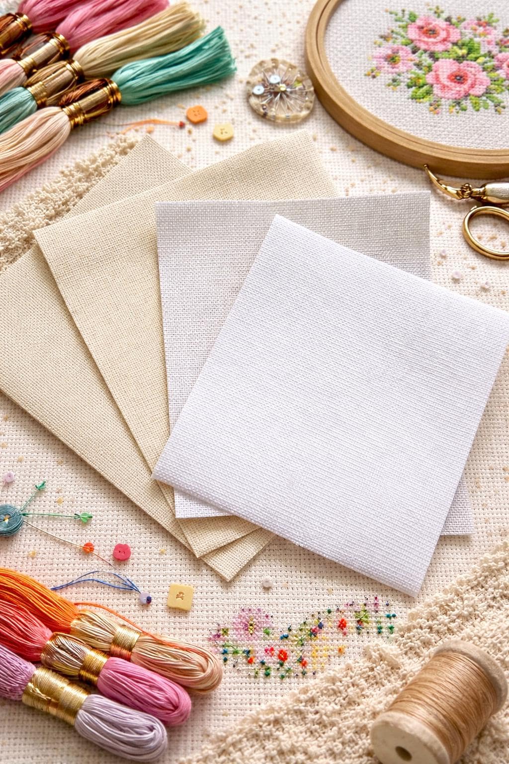 Lot De 2 Toiles Aida DMC 14 Points – 20x30 Blanc Cassé, Idéal Pour Broderie Et Points De Croix