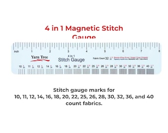 Misuratore di punti 4 in 1 magnetico per punti: 11, 14, 16, 18, 22, 25, 26, 28, 30, 32, 36, 40, righello per misuratore di cucito, nozioni di cucito