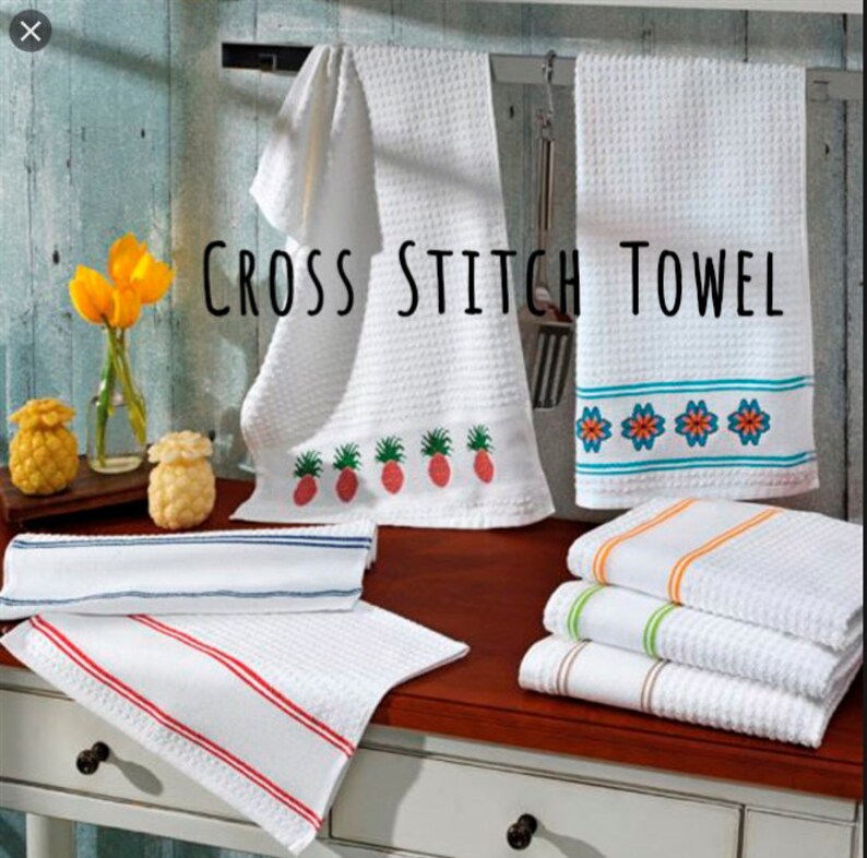 DIY Cross Stitch Tea Towel Needlepoint Towel Towel to Cross Etsy