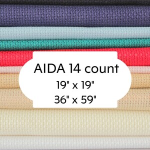 14ct (14 holes per inch) AIDA Fabric 48cm x 48cm (19in x 19in), Fabric to Stitch, Cross Stitch Fabric, AIDA 14 count, Colors, Aida Cloth