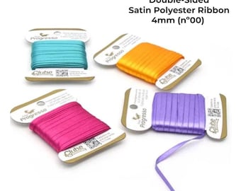 Fita de poliéster acetinada dupla face de 4 mm (nº 00) - 10 m em cores sortidas - Fita de alta qualidade